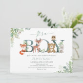 Invitation Bois Animaux Baby shower verdoyant (Debout devant)