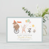 Invitation Bois Animaux Band Parade Baby shower mignon (Debout devant)