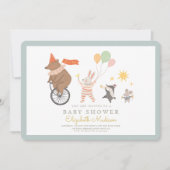 Invitation Bois Animaux Band Parade Baby shower mignon (Devant)