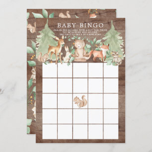 Invitation Bois Animaux BINGO Baby shower Jeu