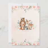 Invitation Bois Animaux Blush Floral 1er Anniversaire Un (Dos)