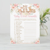 Invitation Bois Animaux Blush Floral Baby Word Scramble (Debout devant)