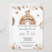 Invitation Bois Animaux Boho C'est un Baby shower garçon (Devant)