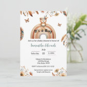 Invitation Bois Animaux Boho C'est un Baby shower garçon (Debout devant)