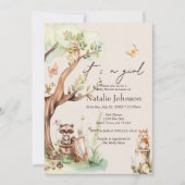 Invitation Bois Animaux Boho Girl Baby shower (Devant)