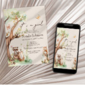Invitation Bois Animaux Boho Girl Baby shower