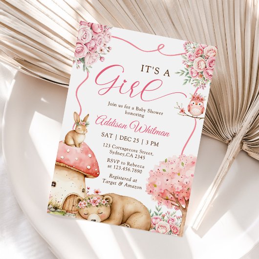 Invitation Bois Animaux Boho Girl Baby shower