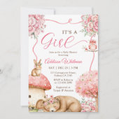 Invitation Bois Animaux Boho Girl Baby shower (Devant)