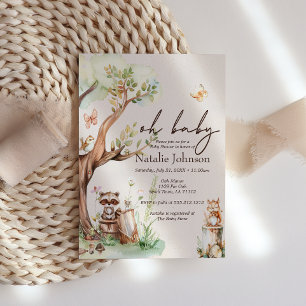 Invitation Bois Animaux Boho Oh Baby shower