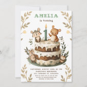 Invitation Bois Animaux Boho Premier anniversaire de l'enfant (Devant)