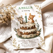 Invitation Bois Animaux Boho Premier anniversaire de l'enfant
