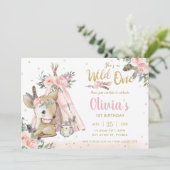 Invitation Bois Animaux Boho Tribal Wild Un 1er anniversaire (Debout devant)