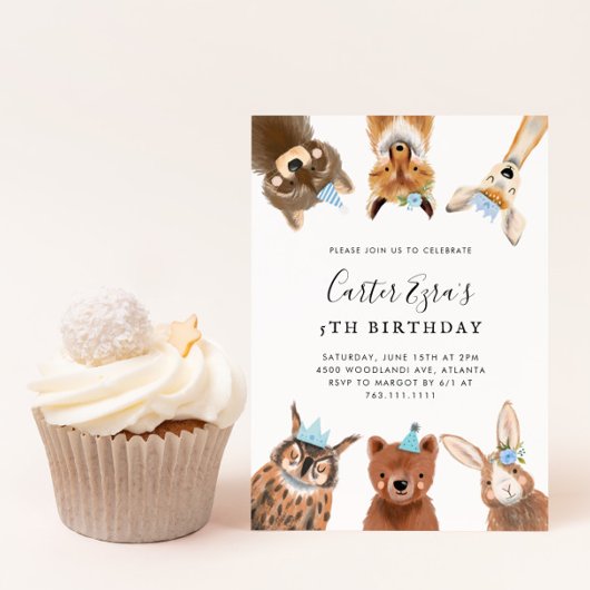 Invitation Bois Animaux Boy Fête d'anniversaire