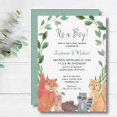 Invitation Bois Animaux C'est un garçon Baby shower Couples