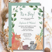 Invitation Bois Animaux C'est un garçon Baby shower Couples