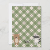 Invitation Bois Animaux C'est un garçon ! Plaid vert (Dos)