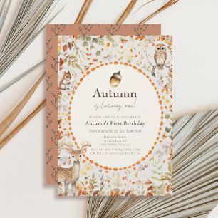 Invitation Bois Animaux Champignons Forêt 1er anniversaire