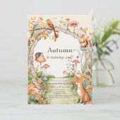 Invitation Bois Animaux Champignons Jardin 1er anniversaire (Debout devant)