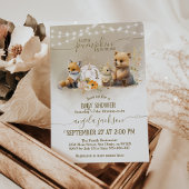 Invitation Bois Animaux Citrouille Automne Baby shower floral