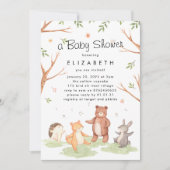 Invitation Bois Animaux Danser Pique-nique Forêt (Devant)