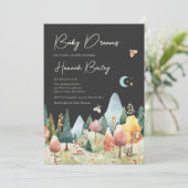 Invitation Bois Animaux de nuit Forêt Baby shower (Debout devant)
