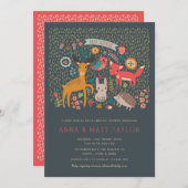 Invitation Bois Animaux Douche pour couples (Devant / Derrière)