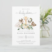 Invitation Bois Animaux Faux Or Baby shower moderne (Debout devant)