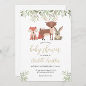 Invitation Bois Animaux Forêt Baby shower de verdure (Devant / Derrière)