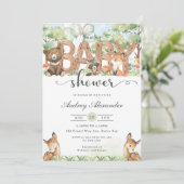 Invitation Bois Animaux Forêt Baby shower de verdure (Debout devant)