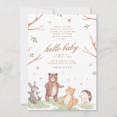 Invitation Bois Animaux Forêt Bébé dans le Baby shower en fle (Devant)
