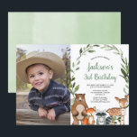 Invitation Bois animaux forêt garçon ou fille photo d'anniver<br><div class="desc">Pour une personnalisation plus avancée de ce design,  il suffit de cliquer sur le bouton "Customiser" ci-dessus !</div>