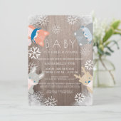 Invitation Bois Animaux Masque bleu Baby shower Drive-by (Debout devant)