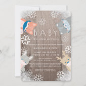 Invitation Bois Animaux Masque bleu Baby shower Drive-by (Devant)