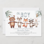 Invitation Bois Animaux Mignons Hiver Oh Baby shower Garçon (Devant)