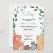 Invitation Bois Animaux Oh Boy Couples Baby shower (Devant)