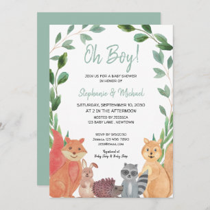Invitation Bois Animaux Oh Boy Couples Baby shower