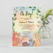 Invitation Bois Animaux Oh Boy Couples Baby shower (Debout devant)
