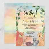 Invitation Bois Animaux Oh Boy Couples Baby shower (Devant / Derrière)