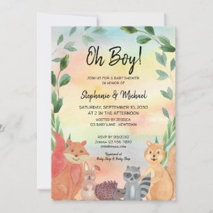 Invitation Bois Animaux Oh Boy Couples Baby shower