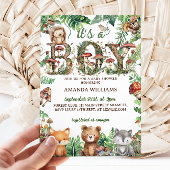 Invitation Bois Animaux Rustique mignon Baby shower garçon