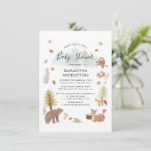 Invitation Bois Animaux Rustiques Baby shower Garçons (Debout devant)