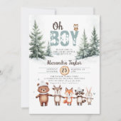 Invitation Bois Animaux Rustiques Baby shower pour garçons d' (Devant)
