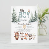 Invitation Bois Animaux Rustiques Baby shower pour garçons d' (Debout devant)