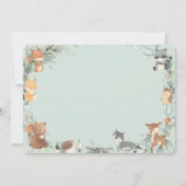 Invitation Bois Animaux Sage Verdure Jumeaux Baby shower (Dos)