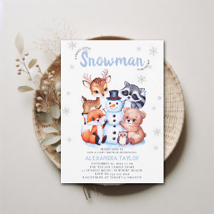Invitation Bois Animaux Snowman Winter Boy Baby shower