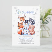 Invitation Bois Animaux Snowman Winter Boy Baby shower (Debout devant)