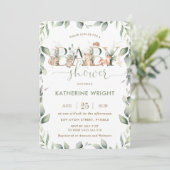 Invitation Bois Animaux Végétation Baby shower Garçon Fille (Debout devant)