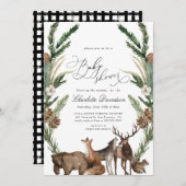 Invitation Bois Animaux Végétation Boy Baby shower (Devant / Derrière)