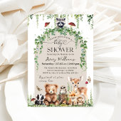 Invitation Bois Animaux Végétation Champignons Baby shower