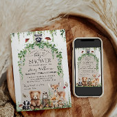 Invitation Bois Animaux Végétation Champignons Baby shower